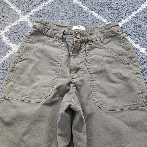 Marine Layer Maya Slim Straight Utility Pant In Olive 4 - Picture 7 of 13
